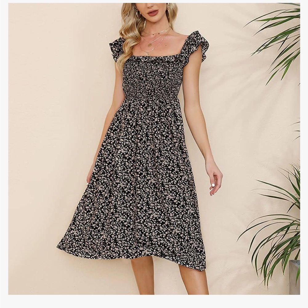 Smocked midi dress